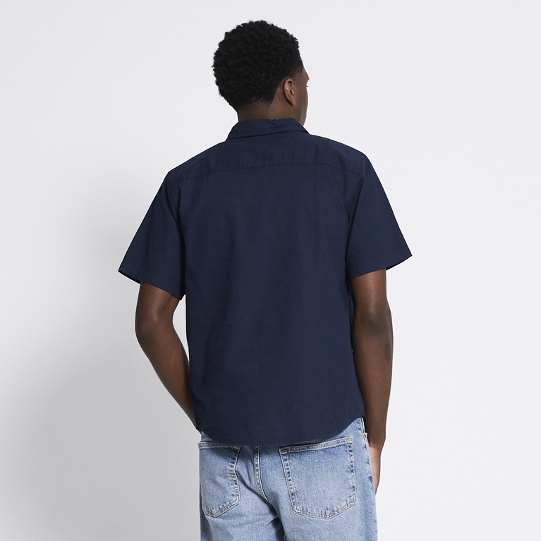 Short sleeve linen blend shirt "Isak" Navy 5